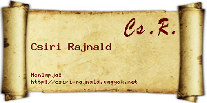 Csiri Rajnald névjegykártya